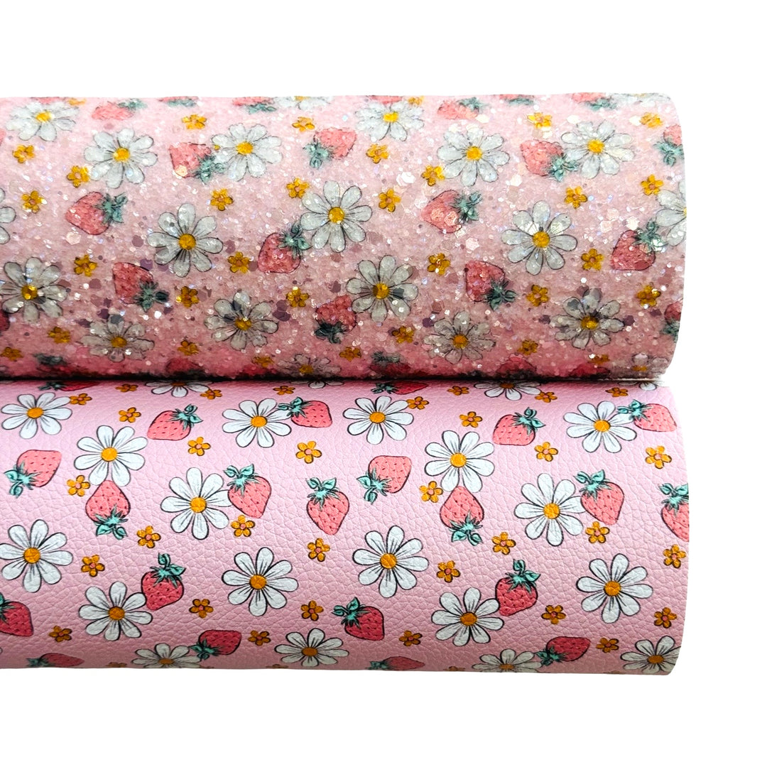 Strawberry Daisy Chunky Glitter Leather
