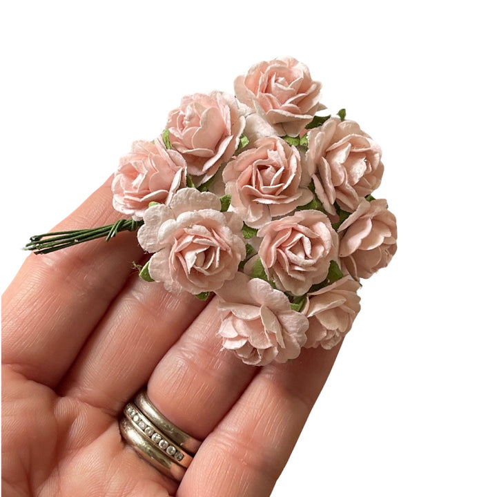 Blush Pink Delicate Rose Mulberry Paper Blooms 20mm