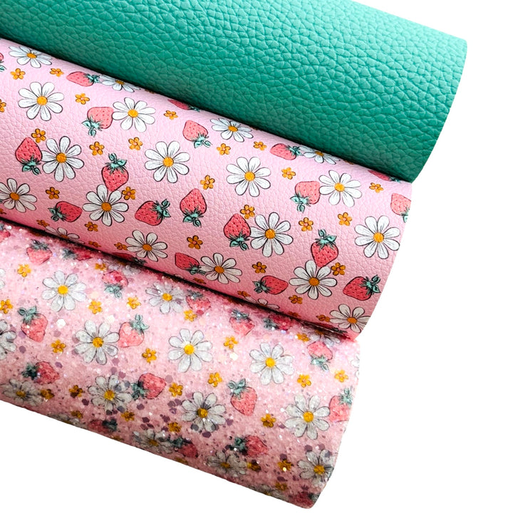 Strawberry Daisy Chunky Glitter Leather