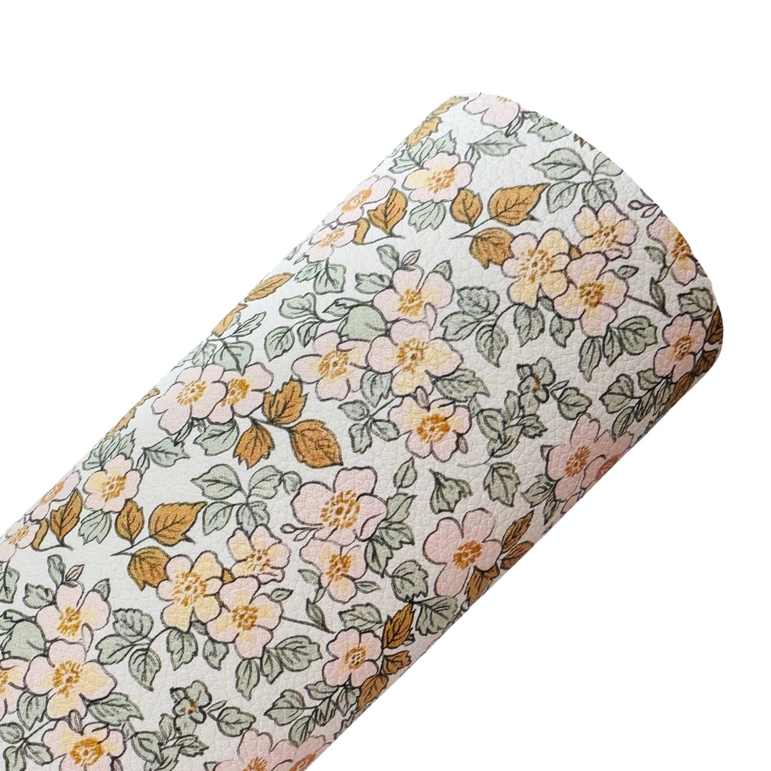 Pink and Gold Floral Custom Printed Leatherette or Shimmer Suede