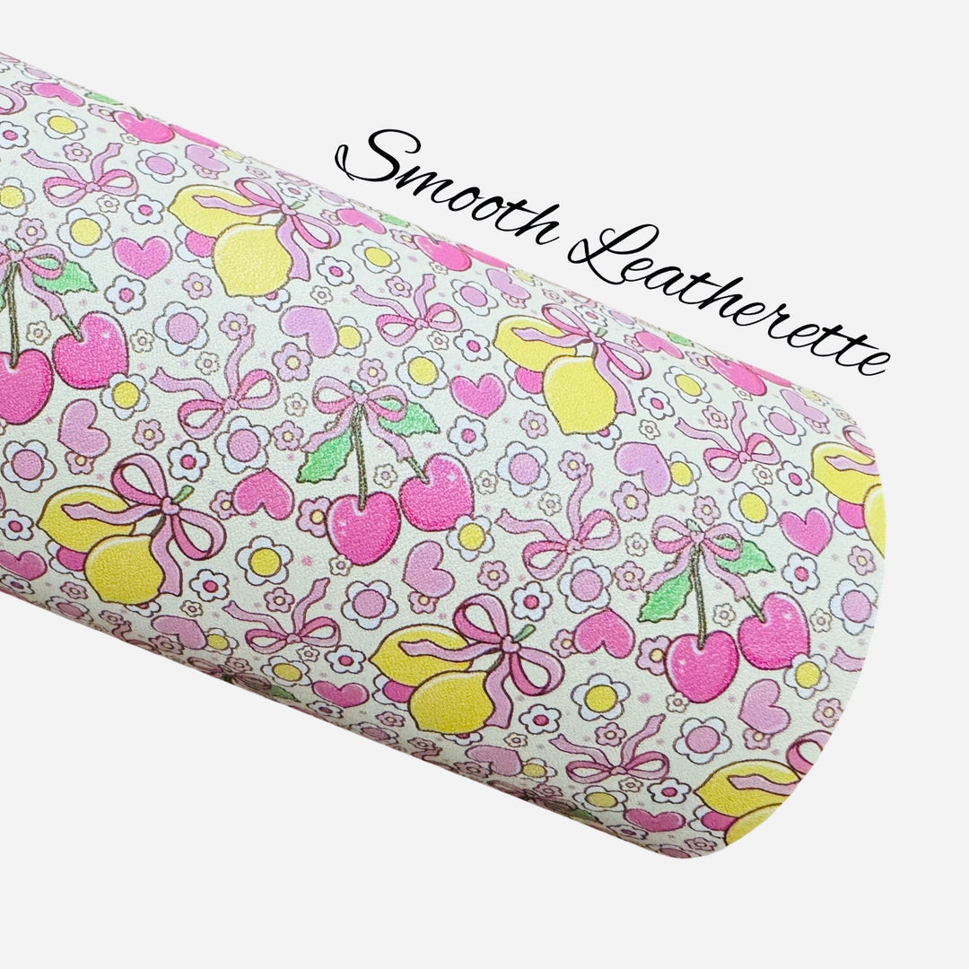 Lemon Cherry Ribbons Faux Leatherette & Glitter Suede