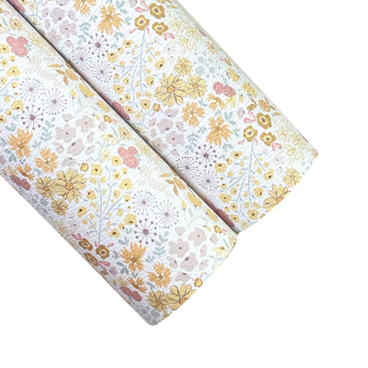 Pink and Yellow Wildflowers Glitter Leatherette Bundle