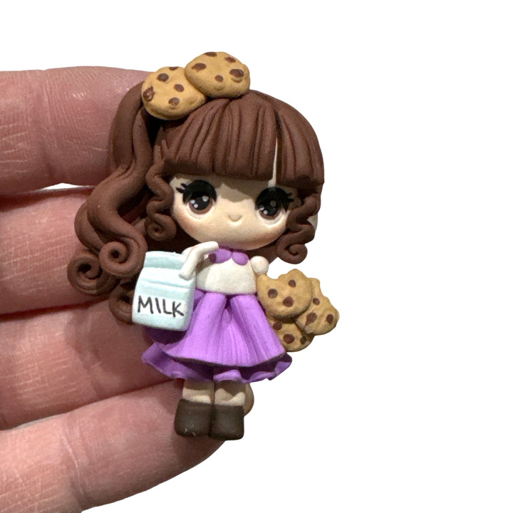 Milk and Cookies Girl Bow Clay Temptress Maker - Purple Skirt