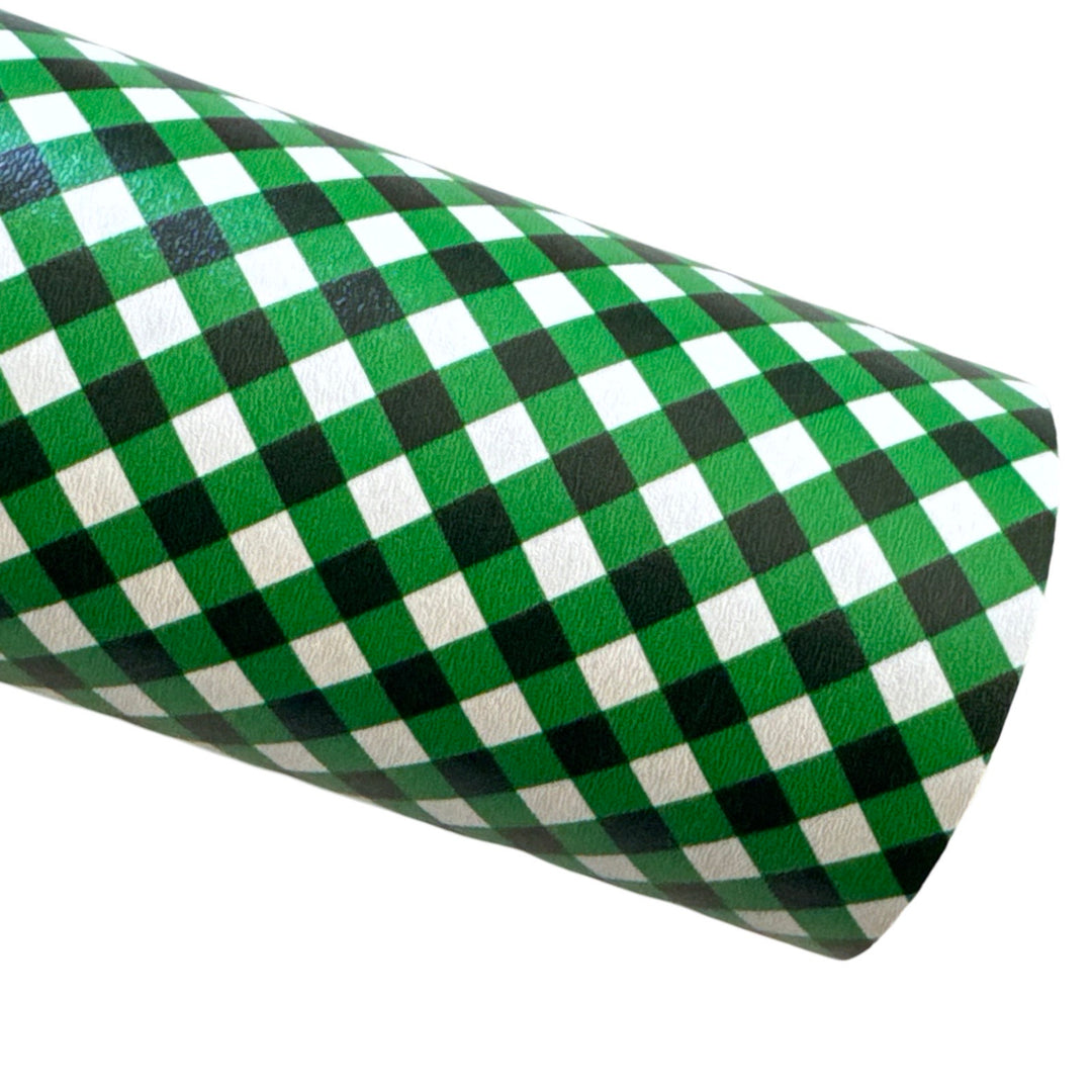 Green Gingham Leatherette