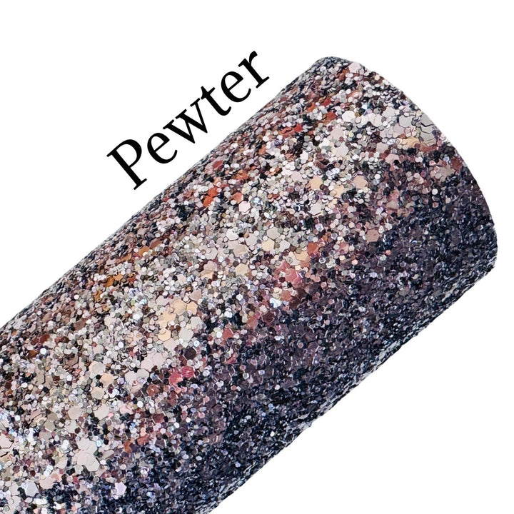 Pewter Premium Chunky Glitter Leather