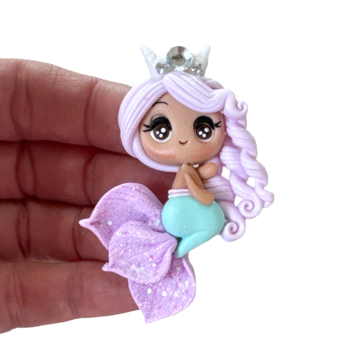 Lilac Ice Mint Mermaid Bow Clay Embellishment (Olive Skin Tone ) - Gorgeous Maker