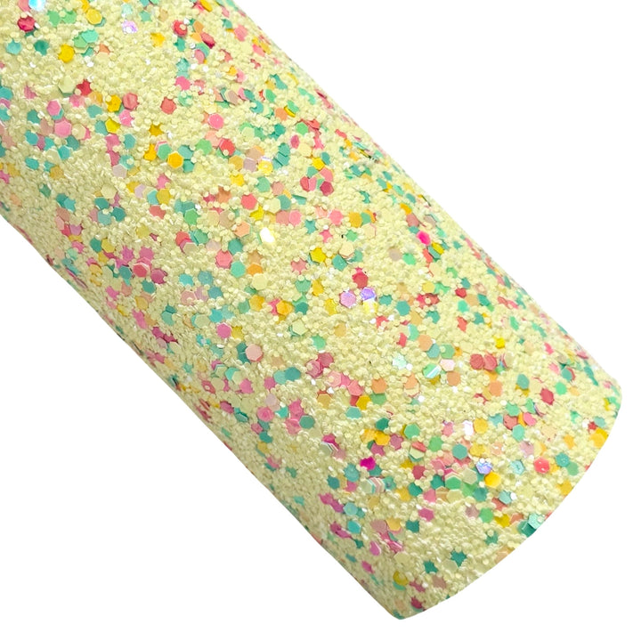 NEW Yellow Confetti Chunky Glitter Leather