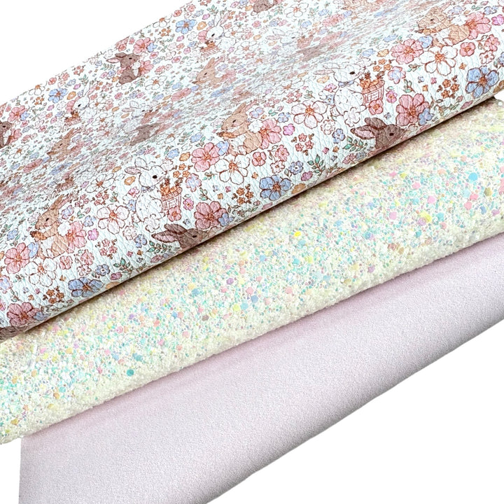 Muse Bloom Floral Bunny Bundle Faux Leather and Glitter