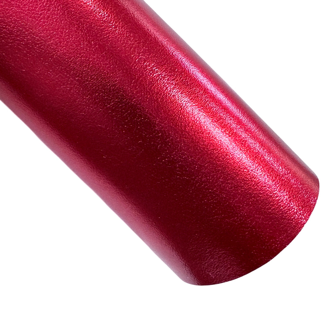 Metallic Red Smooth Faux Leatherette