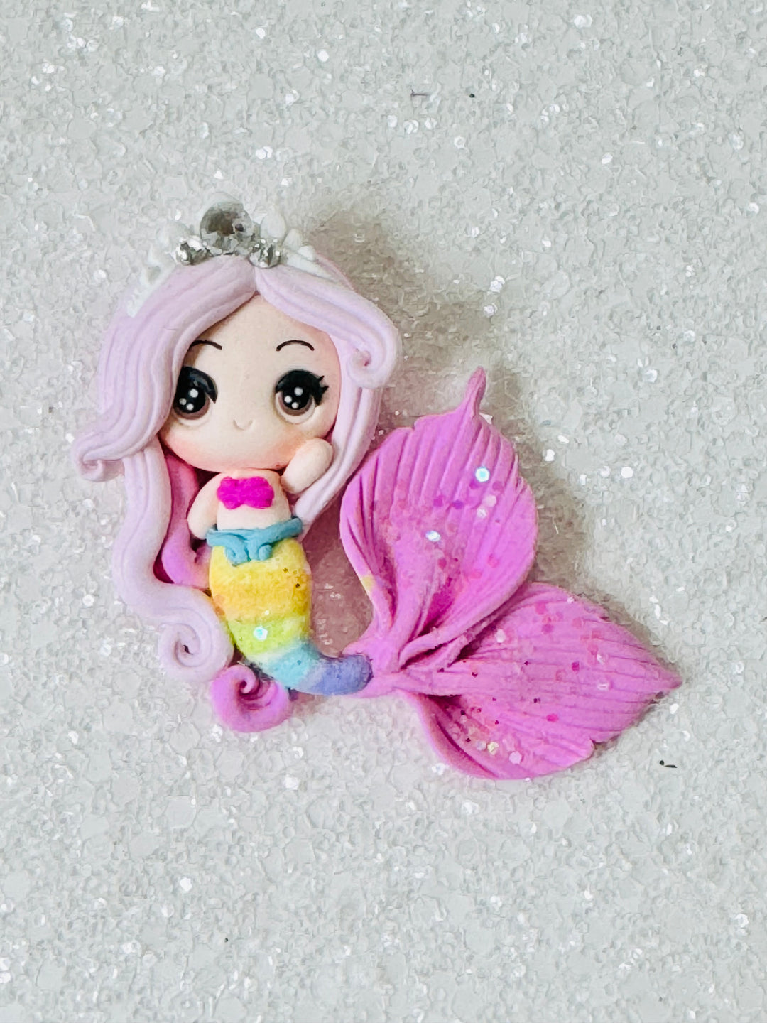 Pink Rainbow Mermaid Bow Clay from Temptress Maker