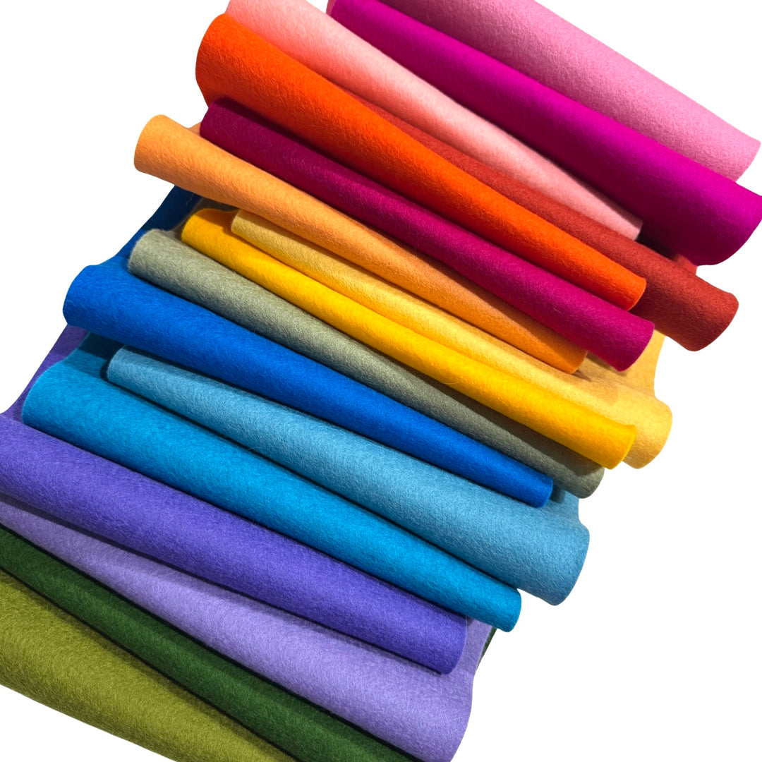 Paquet de feutres de laine mérinos pure arc-en-ciel brillant