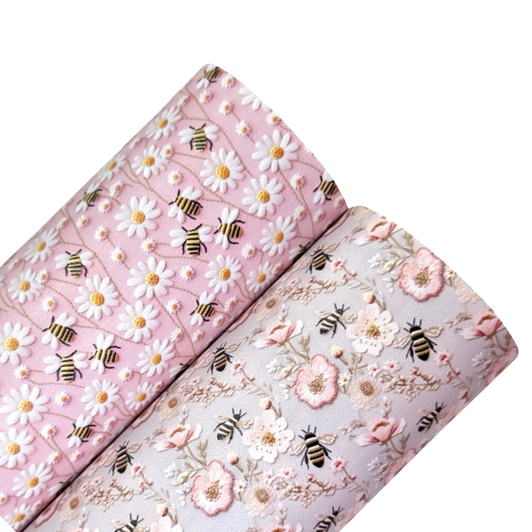 Dainty Floral Bee Faux Leatherette