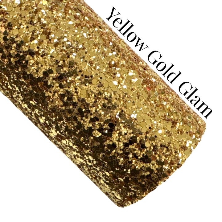 Yellow Gold Glam Chunky Glitter  Leatherette with Felted Rear