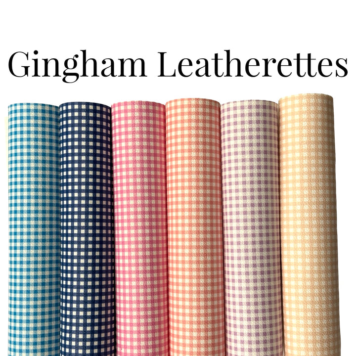 Navy Gingham Faux Leather Sheet
