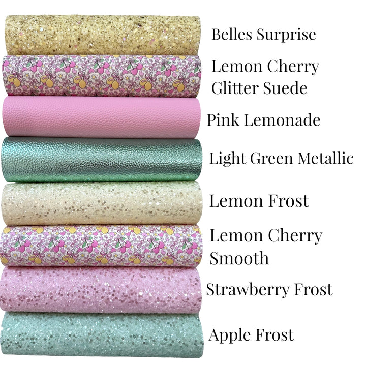 Lemon Cherry Ribbons Faux Leatherette & Glitter Suede