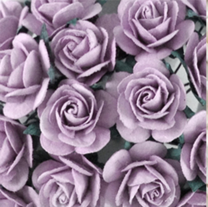 Pre Order 1.5cm Soft Lilac Mulberry Paper Flowers -  Rounded Petal Roses - Soft Lilac - 10 pcs or Bulk 50 or 100 pcs