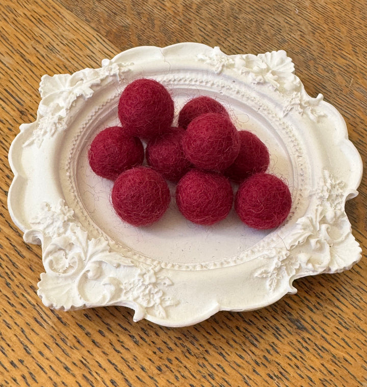 100% Wool Felt Balls 1cm 3/8” ~ Magenta Berry