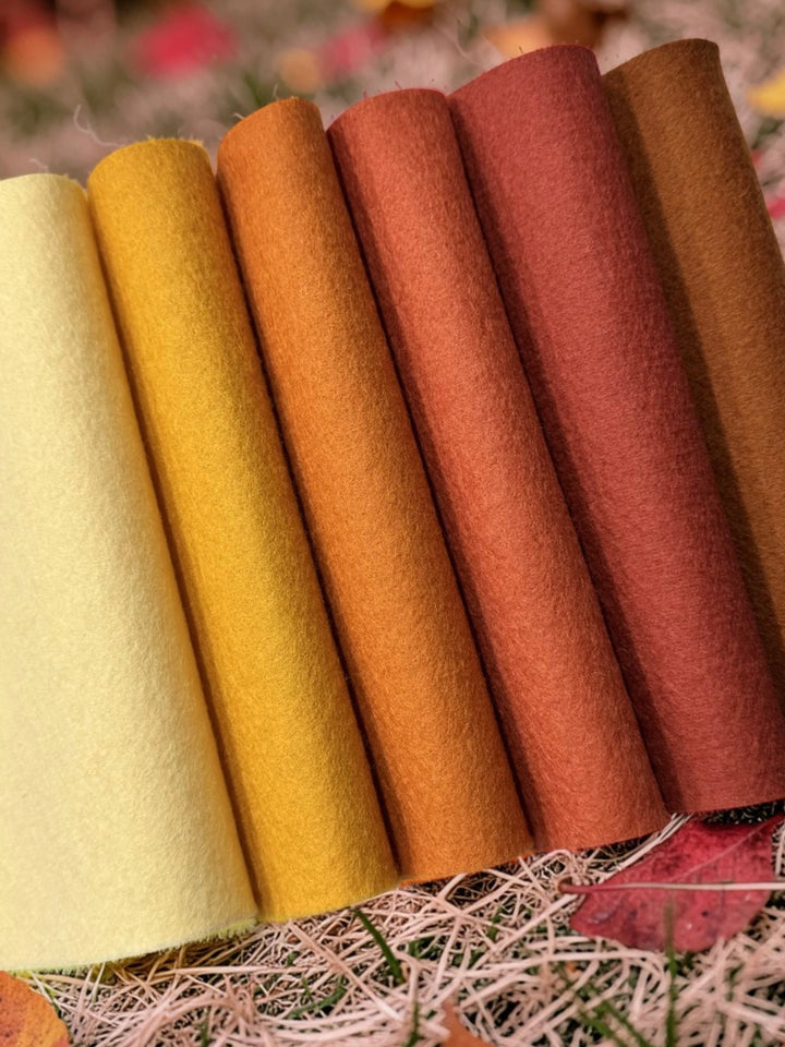 Falling Leaves Wool Felt Bundle Pure Merino Wool Bundle of 6