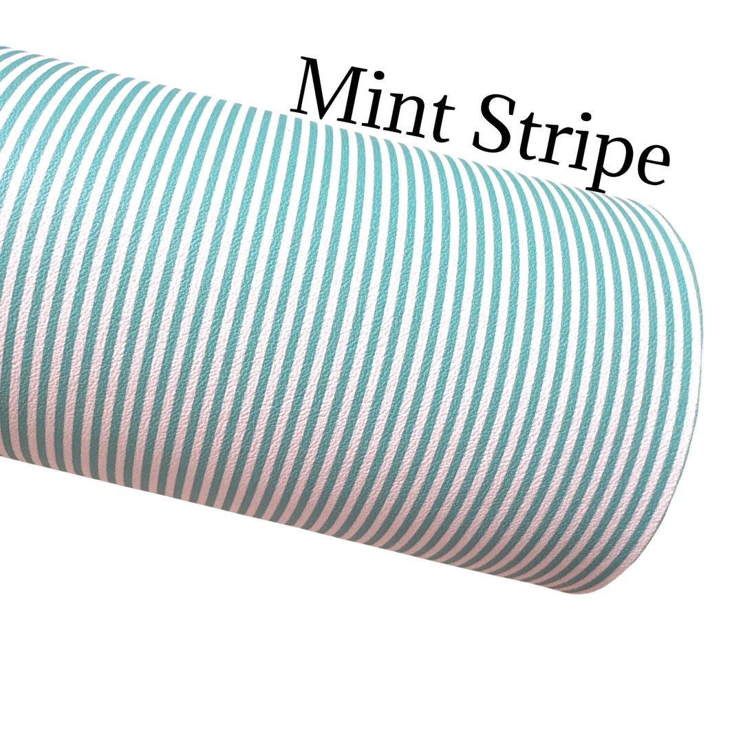 Mint White Striped Smooth Leatherette