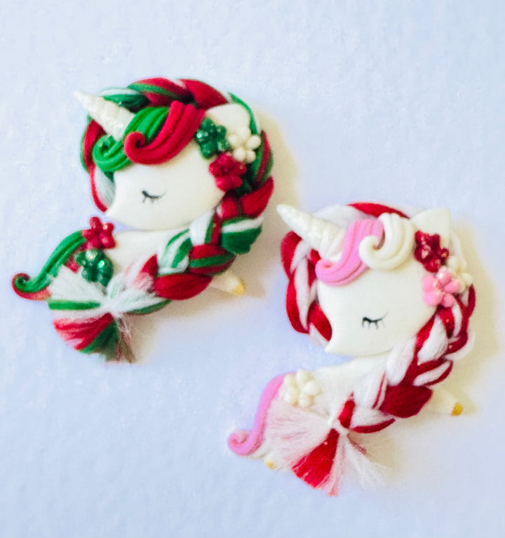 Christmas Unicorn Bow Clays