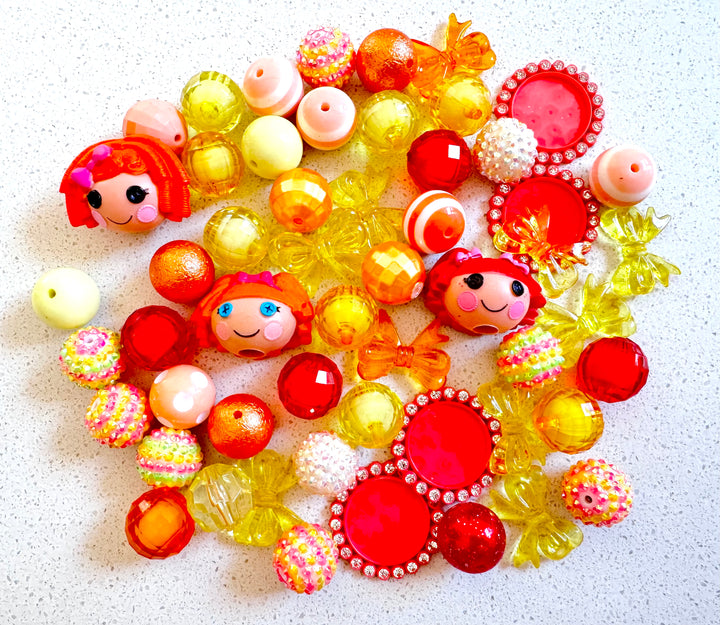 Bulk 55 Pack Orange Yellow Red Mix Beads