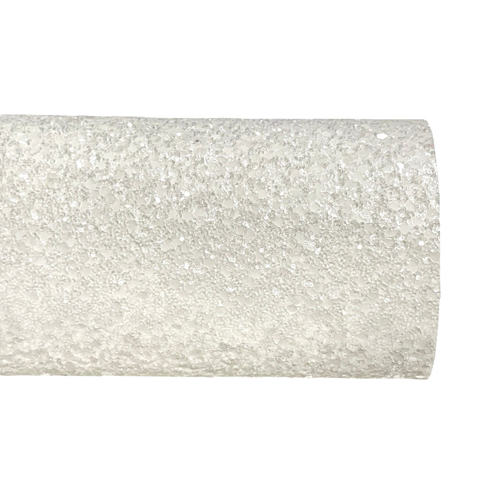 Crystal Snow Chunky Glitter Leather | Available in rolls | White Glitter Leather