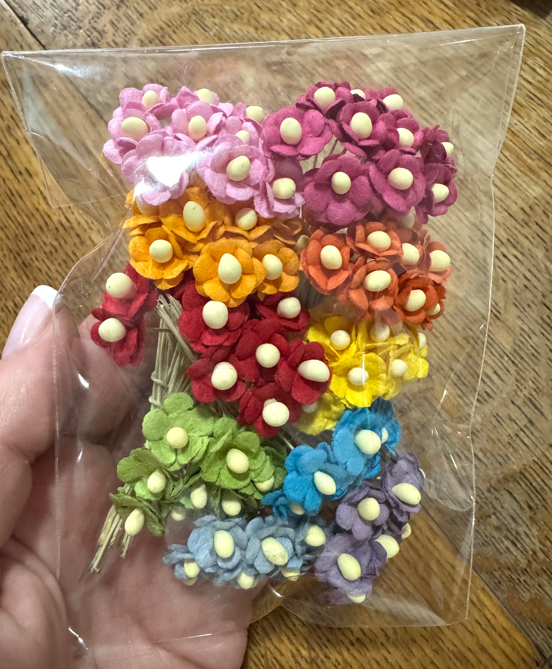 100 Pack 10mm Sweetheart Blossoms Mulberry Paper Flowers - Bulk 100 Mixed