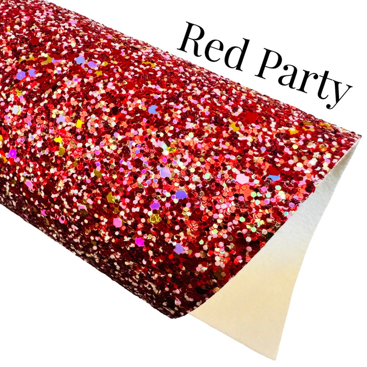 Red Party Chunky Glitter Leather
