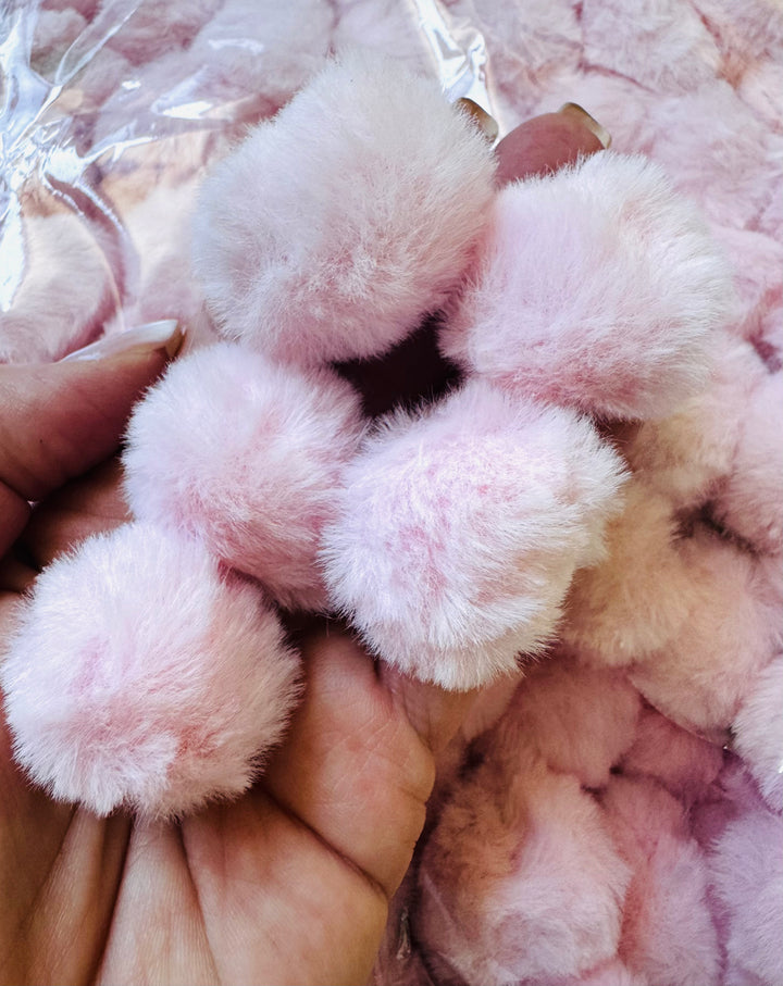 Luxe Faux Fur Pom Poms in Pale Pink - Cute Bunny Tails this Easter!