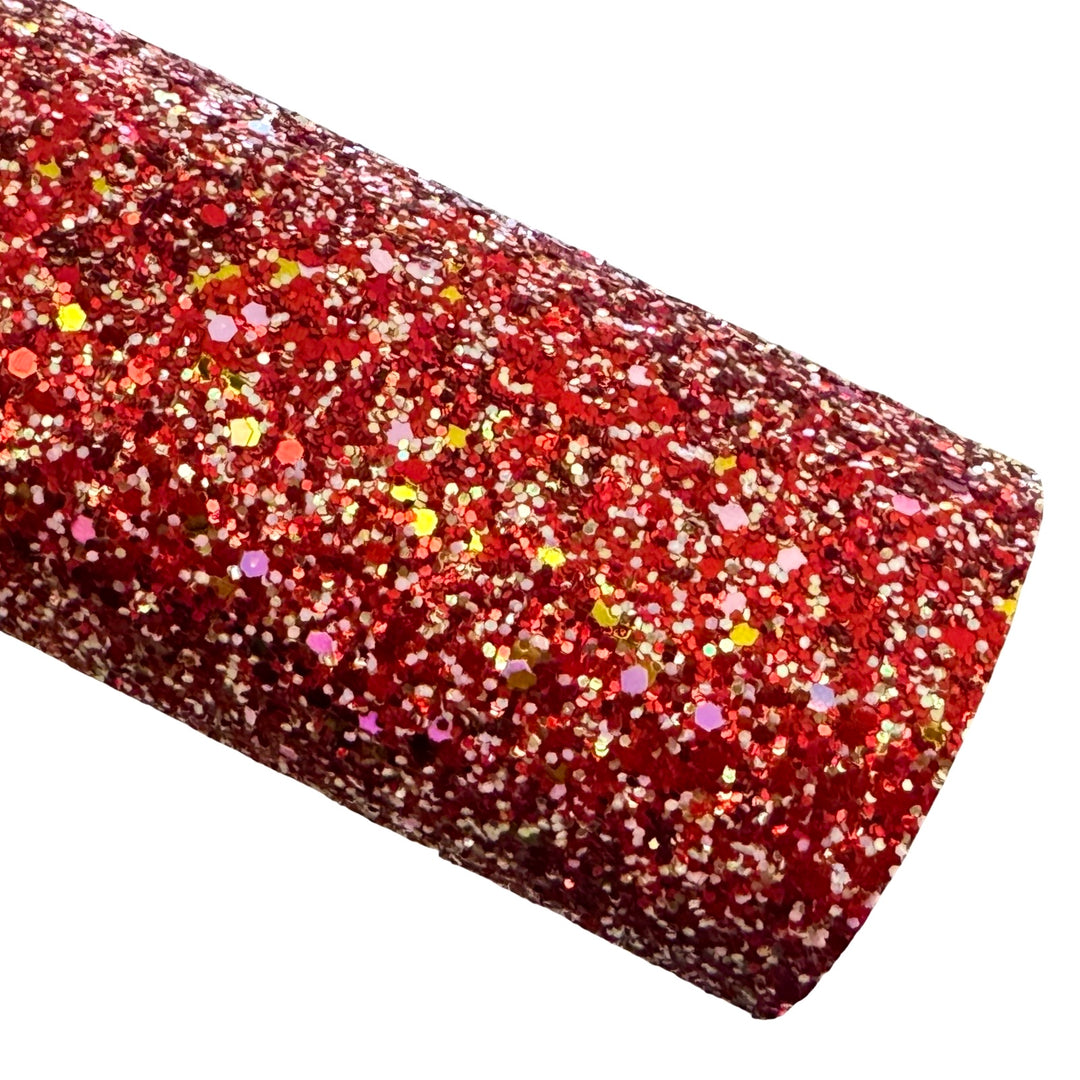 Red Party Chunky Glitter Leather