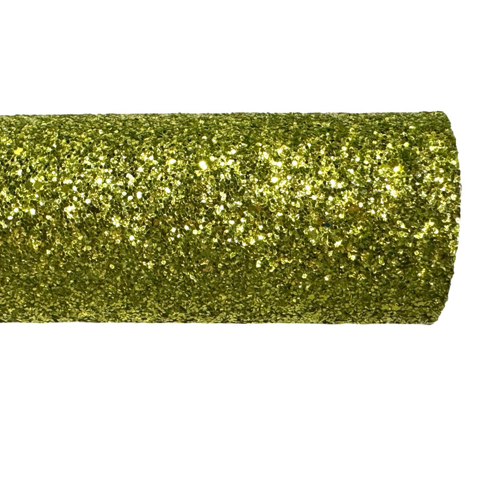 Chartreuse Green Metallic Leatherette and Chunky Glitter Leather