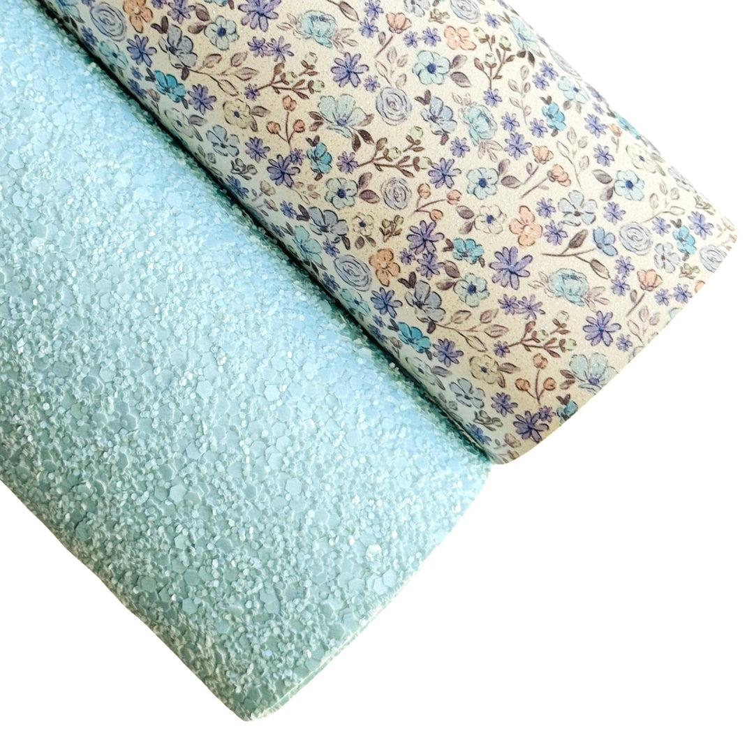 Baby Blue Matte Chunky Glitter Fabric Sheets