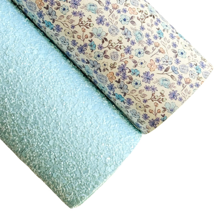 Baby Blue Matte Chunky Glitter Fabric Sheets