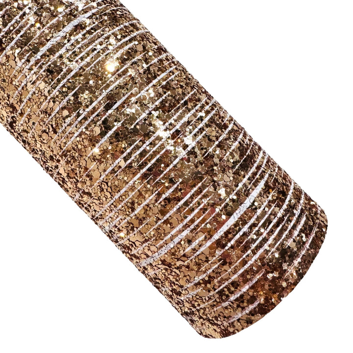Rose Gold Striped Chunky Glitter Leather