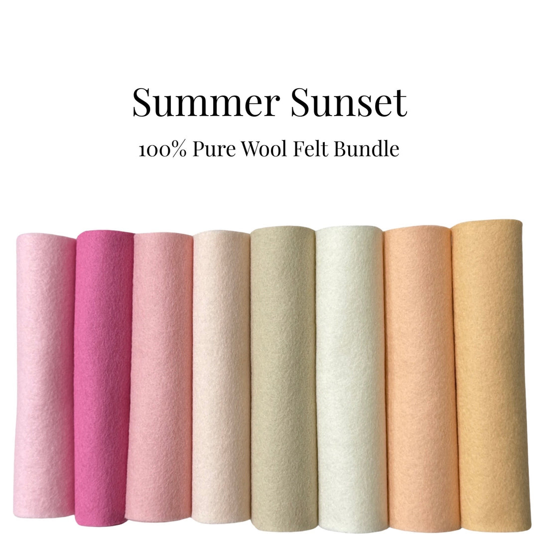 Summer Sunset 100% Pure Wool Felt 8 Sheet Bundle
