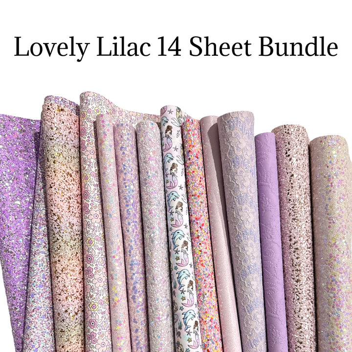 Lovely Lilac Glitter Leather 14 Sheet Bundle