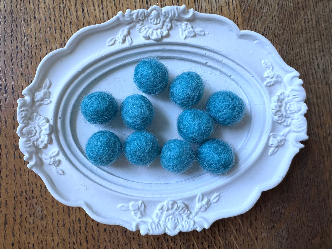 100% Wool Felt Balls 1cm 3/8” ~ Teal