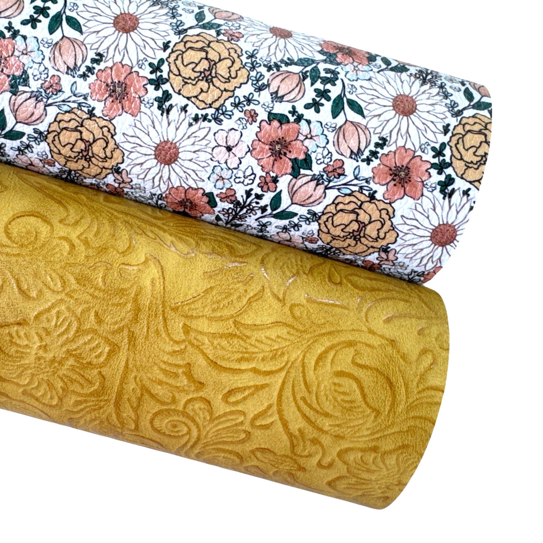 Autumn Daisy Floral Faux Leatherette