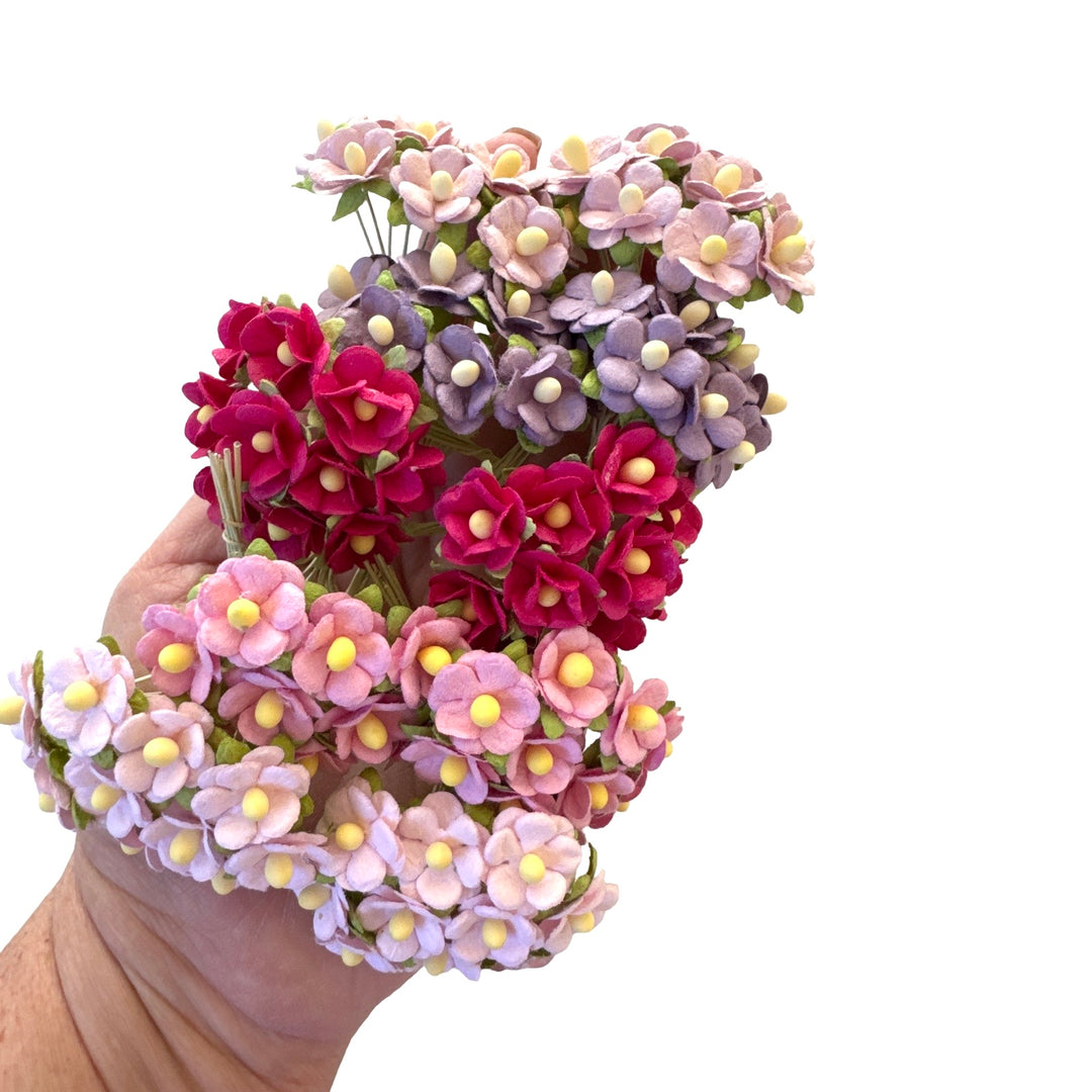 15mm Sweetheart Blossom Mulberry Paper Flowers - Bulk Mixed