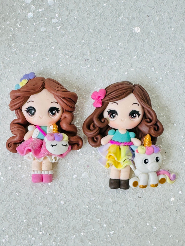 Brunette Girl with Unicorn Bow Clay from Temptress Maker