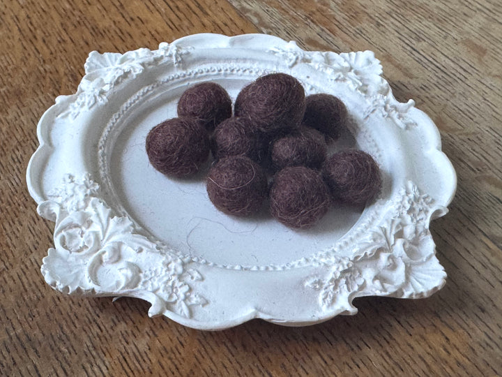 100% Wool Felt Balls 1cm 3/8” ~ Dark Brown