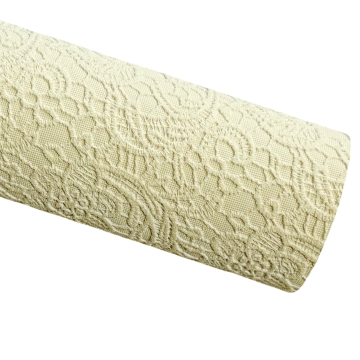 Pale Yellow Gelato Lace Embossed Faux Leatherette Sheet
