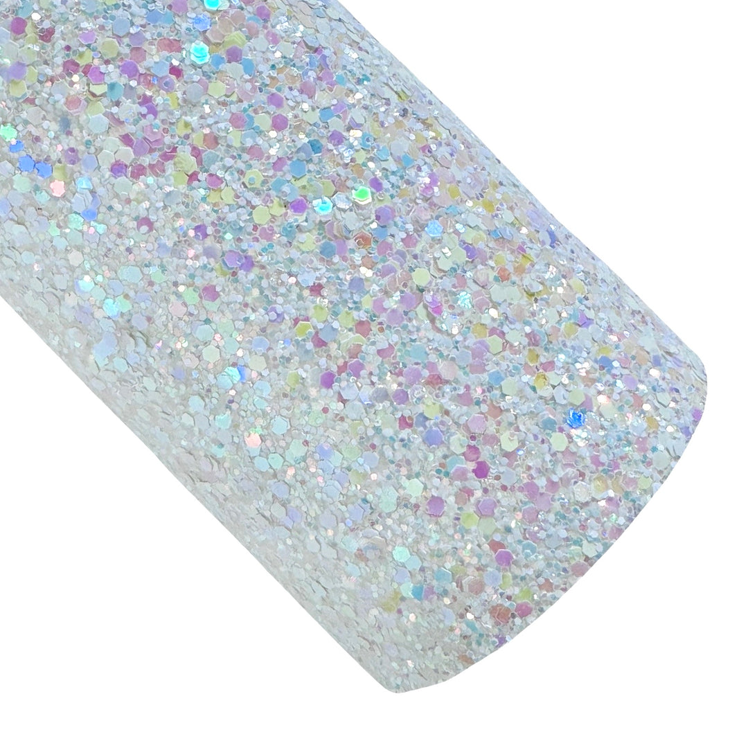 White Surprise Chunky Glitter Leather