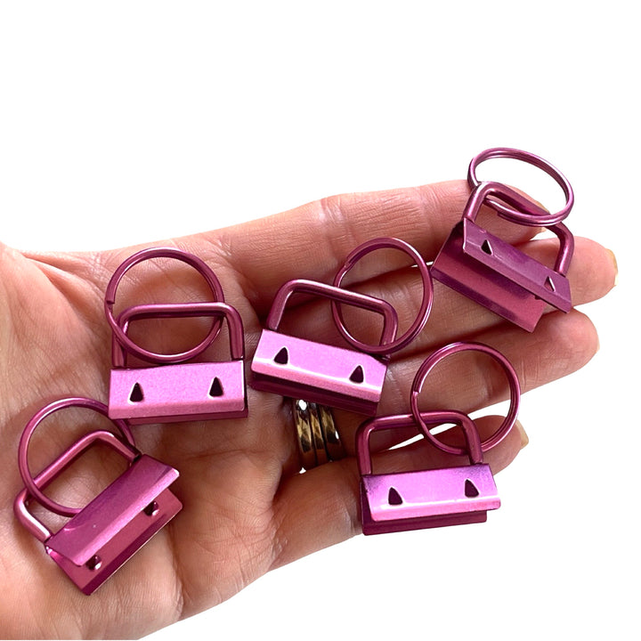 Matériel de porte-clés rose métallisé Porte-clés de 1 pouce (25 mm) avec anneau fendu de 25 mm
