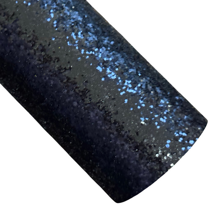 Black Chunky Glitter Fabric Sheet 0.7mm Thick | Smooth Grey Rear | Great for Backing | Shoes