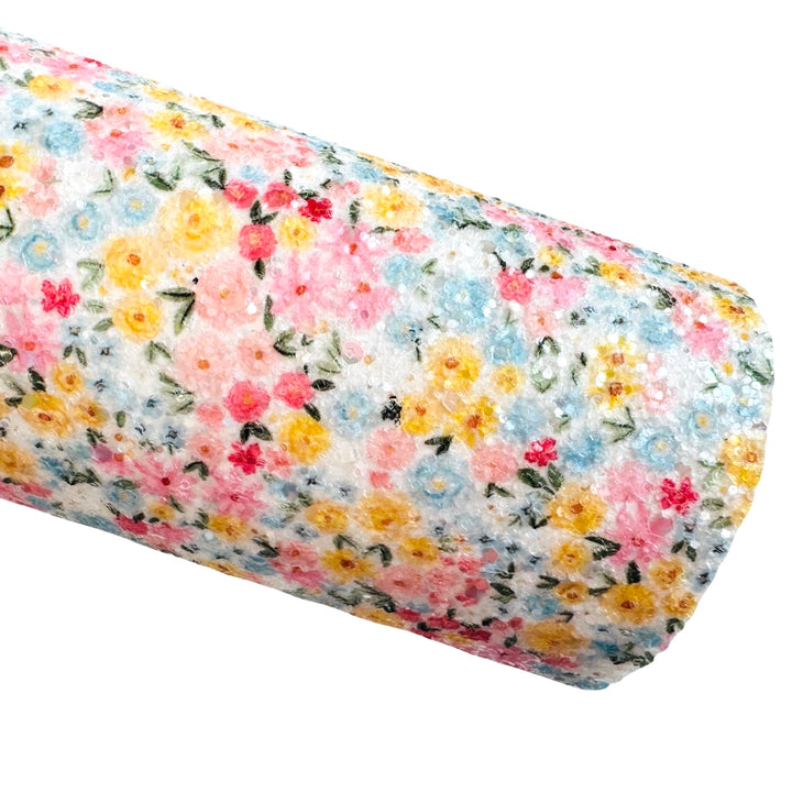 Pastel Tiny Floral Chunky Glitter Leather