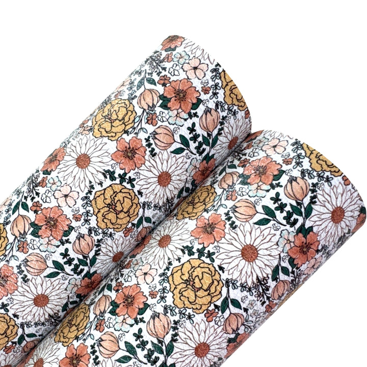 Autumn Daisy Floral Faux Leatherette