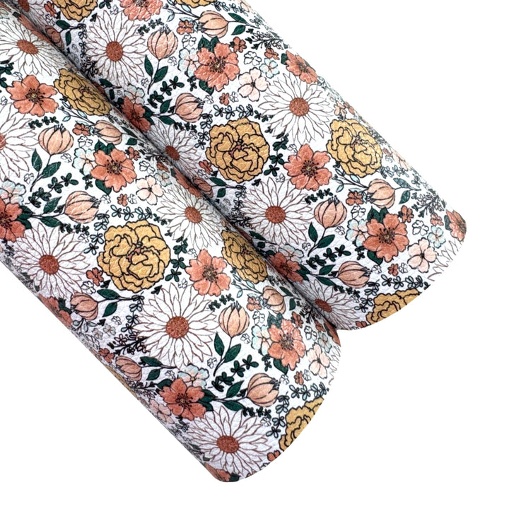 Autumn Daisy Floral Faux Leatherette