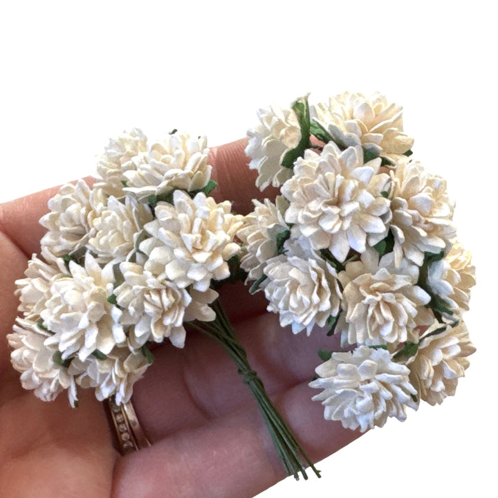Ivory White Aster Daisies Mulberry Paper Flowers - Lot of 10 or 50