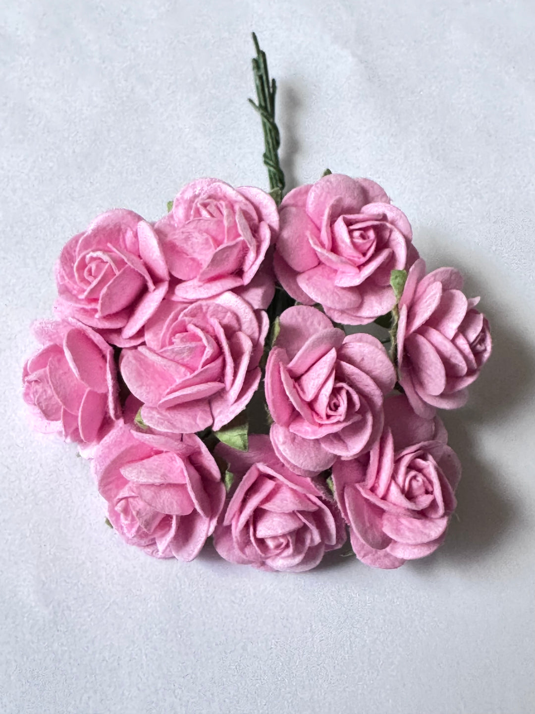 10 Pcs - 2cm Pink Mulberry Paper Flowers - Rounded Petal Roses